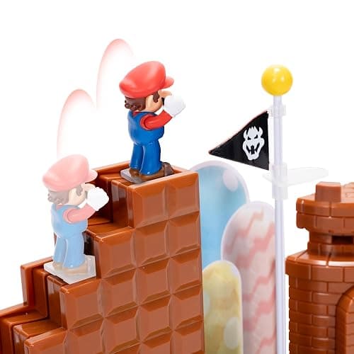 Super Mario Nintendo 2.5" Action Figures Course Complete Playset with Mario Figure, Interactive Stairs, Flagpole, Castle, and Base Platform thumbnail 3