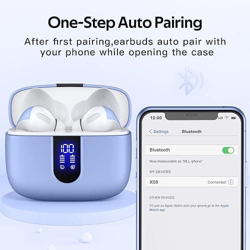 TAGRY Bluetooth Headphones True Wireless Earbuds 60H Playback LED Power Display Earphones with Wireless Charging Case IPX5 Waterproof in-Ear Ear buds with Mic for TV Smart Phone Laptop Computer Sports thumbnail 5