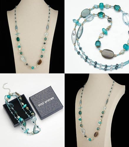 FULU AUTUMN Long Necklaces for Women Trendy Long Chunky Beaded Necklace Boho Fashion Costume Jewelry Mothers Day Gifts for Her thumbnail 6