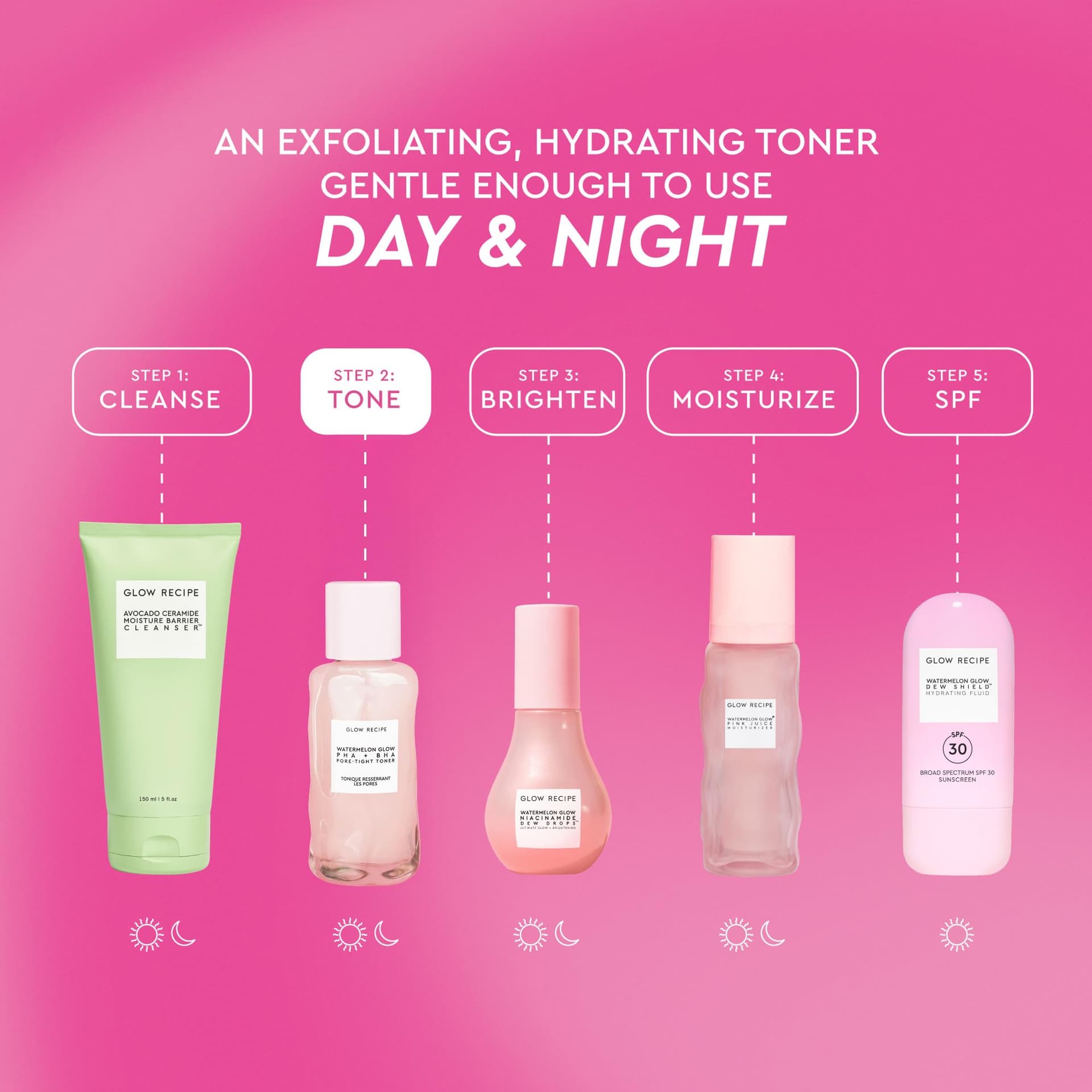 Glow Recipe Mini Watermelon BHA + PHA Pore Tight Face Toner, Mild Exfoliating Toner with Hyaluronic Acid, Cactus Water, Calming Cucumber, Tea Extract, Travel Size, 40ml thumbnail 6