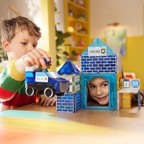 MAGNA-TILES Police Station 35-Piece Magnetic Construction Set, The Original Magnetic Building Brand thumbnail 4