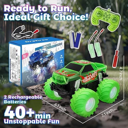 Drefirsa Pink Monster Truck, Unicorn Remote Control Car, 4WD All Terrain Off-Road Girl RC Truck with Colorful Light, Waterproof Remote Car Toy for 6 7 8 9 10 11 12 Year Old Girl Birthday Gift thumbnail 2
