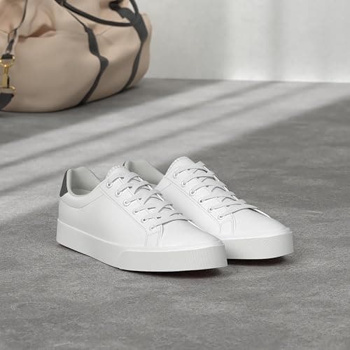 FRACORA Mens White Tennis Shoes Low Top Fashion Sneakers PU Leather Casual Shoe for Men thumbnail 3