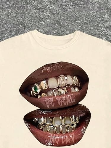 Verdusa Women's Lips Print Graphic Tees SIZE:    SMALL thumbnail 2