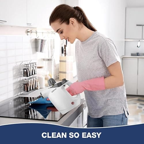 TICYACK Handheld Steam Cleaner, Steam Cleaner with 16 PCS Accessory & Safety Lock, 500ML Capacity, Multi-Surface Deep Cleaning for Home, Car, Bathroom, Grout, Floor, Window (White) thumbnail 7