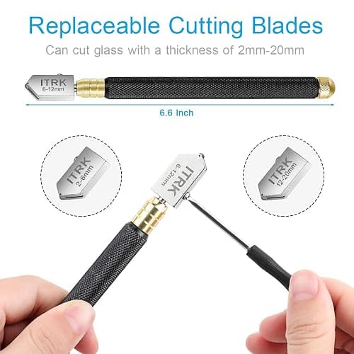Glass Cutter 2mm-20mm, Upgrade Glass Cutter Tool, Pencil Style Oil Feed Carbide Tip for Glass Cutting/Tiles/Mirror/Mosaic. thumbnail 4