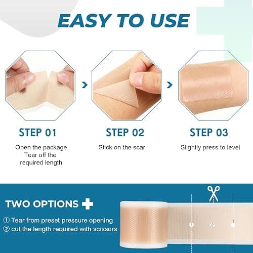 Silicone Scar Sheets, Silicone Scar Tape(1.6”x 60” Roll-1.5M), Silicone Scar Strips, Professional Scar Removal Sheets for Surgical Scars, Keloid, C-Section, Burn et thumbnail 7