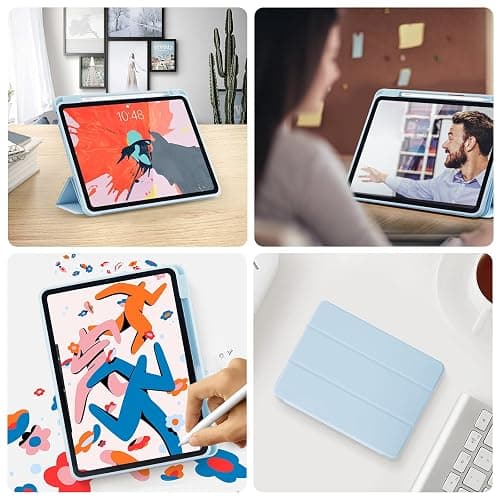 Hülle für iPad Air 7 11 Zoll 2025 M3/Air 6 2024 M2/Air 5/4 2022 2020 10,9 Zoll mit Stifthalter, Magnet-Trifold Hülle mit iPencil 2. Gen Aufladen, Auto Schlafen/Wachen, Leichter TPU Schutz, Hellblau thumbnail 8