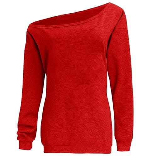 Dutebare Women Off Shoulder Sweatshirt Slouchy Shirt Long Sleeve Pullover Tops thumbnail 2