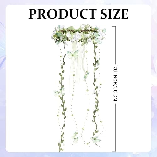 MOSTORY Fairy Flower Headpeice for Women, Woodland Elf Crown with Butterfly and Vines for Fairy Costume Renaissance Cosplay thumbnail 7