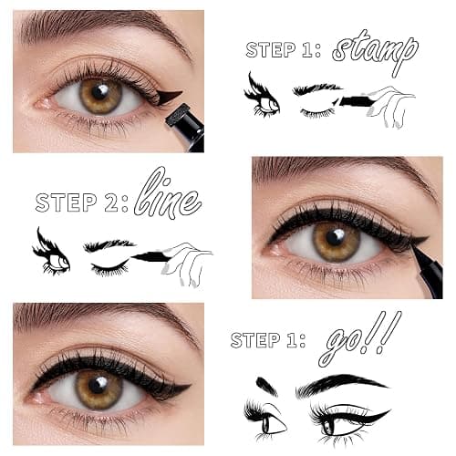 KIMUSE Winged Eyeliner Stamp, Eyeliner Pens for Perfect Wing Cat Eye Stamp Eyeliner Waterproof Smudge Proof, Long Lasting Eye Makeup Liquid Eye Liner (BLACK) thumbnail 3