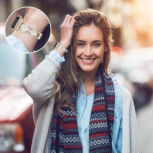 Musk-MSKR Diamond Metal Bands Add Sparkle to Your Watch For Apple Watch Series 11/10/9/8/7/6/5/4/3/2/SE/Ultra Clover Simple and Stylish Compatible with 38mm40mm41mm42mm44mm45mm 46mm49mm Women's Wear thumbnail 7