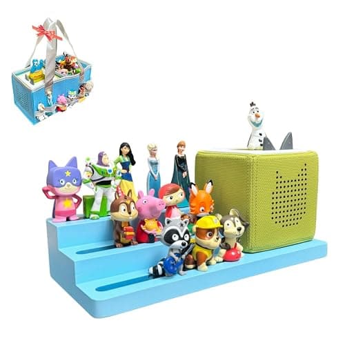 UGQIN Tonie Shelf Come with Carrying Case, 3 Tiered Magnetic Display Shelf,Tonie Figure Holder Toniebox Stand Kids Room (Light Blue) - Image 1