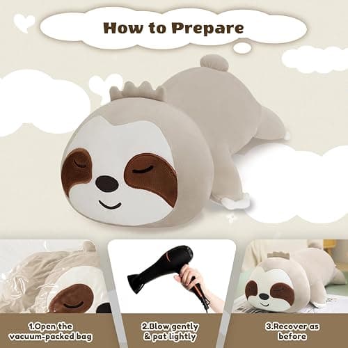 Finebee Weighted Sloth Stuffed Animals, Cute Weighted Sloth Plush, Soft Stuffed Weighted Plushie Pillow Gifts for Girls Boys(13.8" 1.6Lbs) thumbnail 6