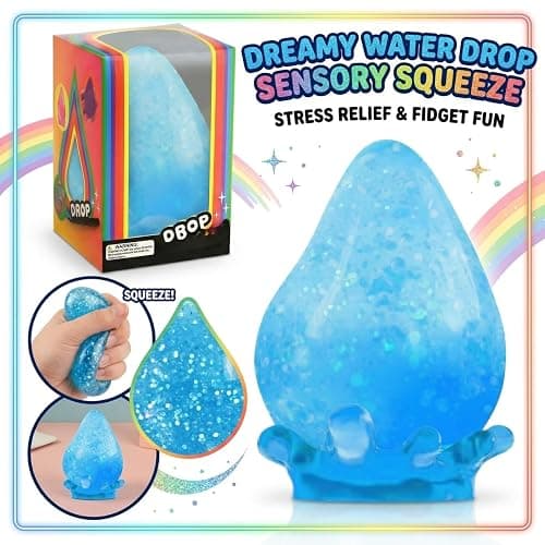 Nee Doh Dream Drop Squishy Fidget Toys Cute Raindrop Slow Rising Squeeze Toys Nee Doh Stress Ball Teardrop Squishies Sensory Anxiety Relief Toy Fidgets Party Favors Gift for Adult Kid (03-Blue) thumbnail 4