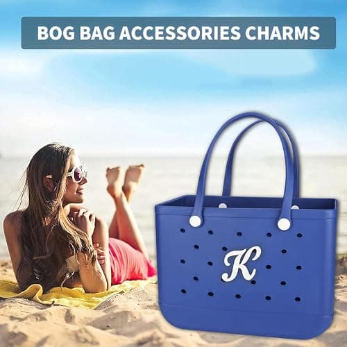TOYORK Letter Charms for Bog Bag,Decorative Alphabet Bogg Bag Accessories Lettering Insert Charm Compatible with Bogg Bag Original Models,Charms for Rubber Beach Tote Bag White K thumbnail 3