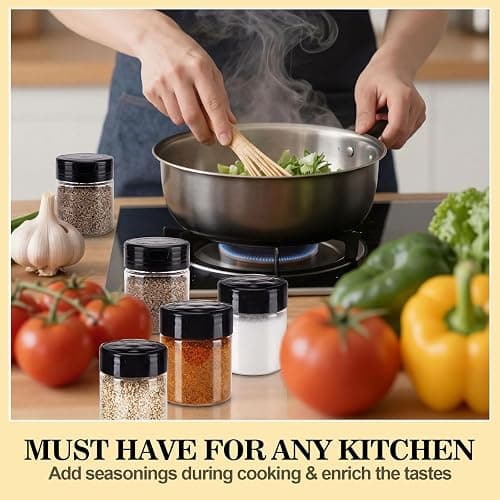 Blushtier 24 Pack 1 oz Plastic Spice Jars with Shaker Lids Clear Seasoning Containers Bottles Round Mini Spice Shakers for Kitchen Storing Herbs Seasoning Powders thumbnail 6