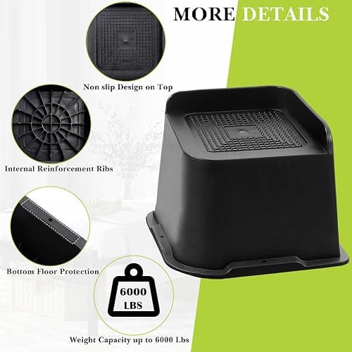 Yookwutar Bed Risers 2 inch, 3 inch, 4 inch, 6 inch, 8 inch Heavy Duty, Oversized Furniture Riser for Couch Sofa Table Chair Leg Frame Dorm, Support up to 6000 Lbs (Black 4 Pack, 4 inch) thumbnail 5
