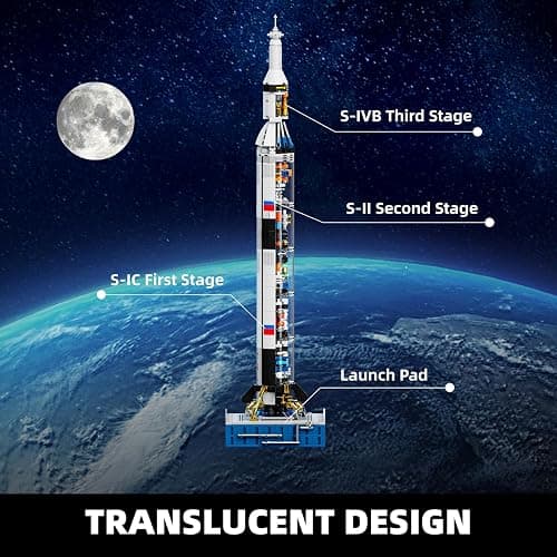 TYCOLE Space Rocket Building Block Set with Launch Stand, DIY Rocket Ship Model with Translucent Design, Cool Collectible Model for Home & Office Decor,Birthday Gift for Adults and Boys 8-14 (846PCS) thumbnail 3