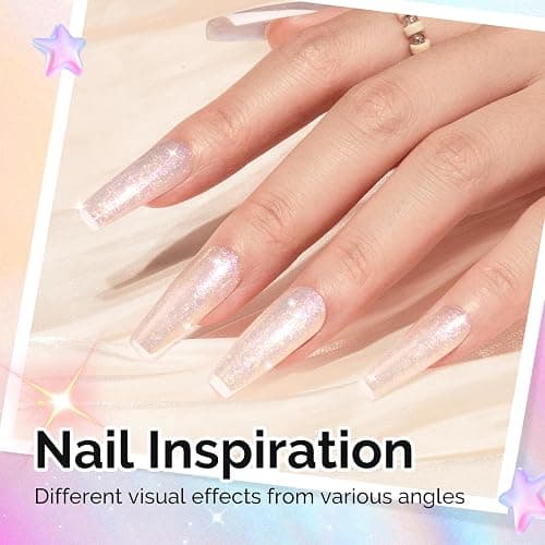 MelodySusie Shimmer Aurora Yellow Pink Gel Nail Polish, 0.5fl oz Soak Off UV LED Jelly Pink White Gel Polish Gift for Women Nail Art Manicure Salon DIY Nail Design Decoration at Home-G2608 thumbnail 6