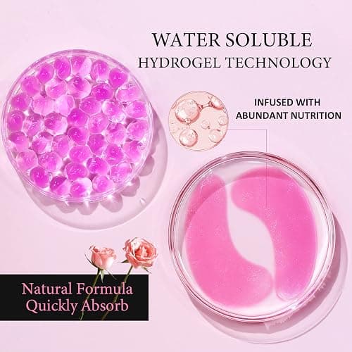 PEAUAMIE Under Eye Patchs Rose Eye Mask for Dark Circles and Puffiness Wrinkle Eye Bags 30 Pairs thumbnail 3