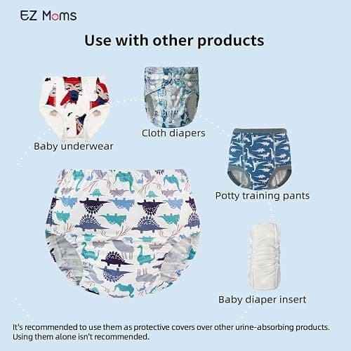 EZ Moms 10 Pack Boys Diaper Covers Plastic Training Pants for Toddlers Reusable Plastic Underwear Covers for Potty Training Breathable Rubber Pants for Babies Soft Waterproof Diaper Cover for Boys 3T thumbnail 5