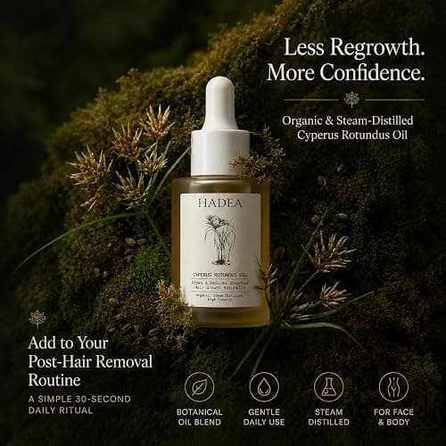 HADEA Cyperus Rotundus Oil to Reduce Hair Growth 100% Organic High-Potency Steam Distilled Cyprus Nutgrass Cypress Inhibitor | Cypress Rotundus Oil For Pcos, Hirsutism, Any Unwanted Hair 30ml thumbnail 8