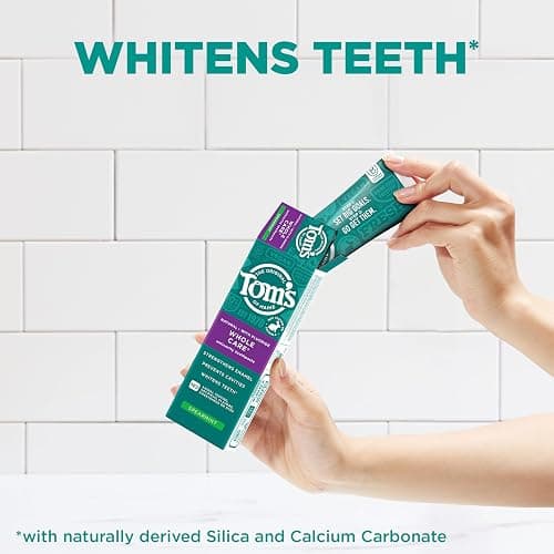Tom's of Maine Whole Care Natural Toothpaste with Fluoride, Spearmint, 4 Ounce (Pack of 3), (Packaging May Vary) thumbnail 2