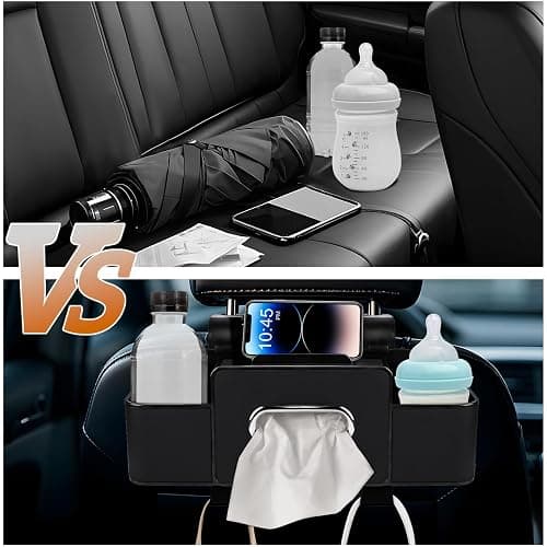 toresper Car Back Seat Organizer with Tissue and Storage Hook | Car Seat Back Multifunctional Car Organizer for Hold Phone, Drinks, Handbag, Compatible with Most Vehicles thumbnail 3