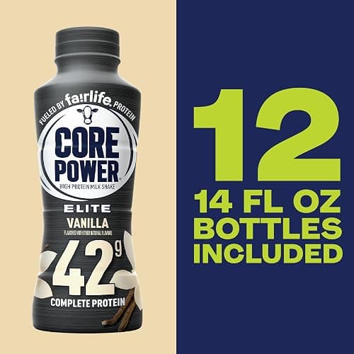 Core Power Elite High Protein Shake, Vanilla, 42g Bottle, 14oz, 12 Pack thumbnail 5
