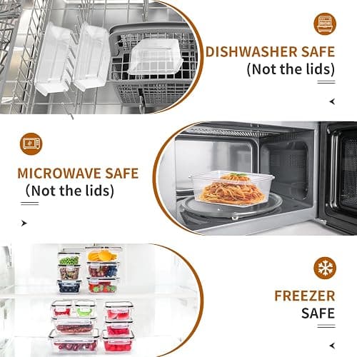 48 Pack Food Storage Containers with Airtight Lids (24 Containers & 24 Lids), PRAKI Kitchen storage containers for Pantry Organizers and Storage, Meal Prep Container with Labels & Marker thumbnail 6