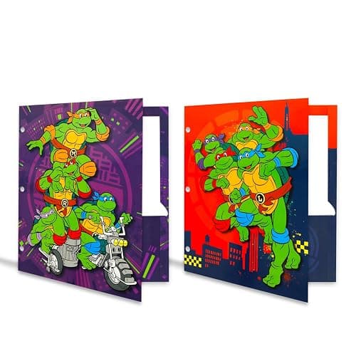 Teenage Mutant Ninja Turtles School Supplies Set - Bundle with 2 Spiral Notebooks, 2 Portfolio Folders, Stickers, More | TMNT School Supplies Set for Boys, Girls, Kids thumbnail 2