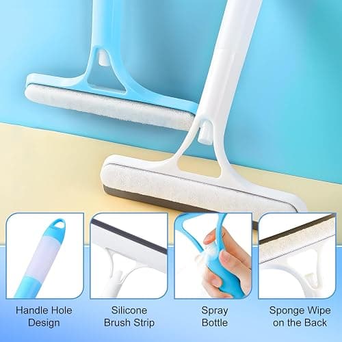 3 in 1 Window Cleaning Scraper, Cleaner Window Squeegee with Sprayer, Squeegee and Scrubber Spray Bottle Window Squeegee for Shower Glass, Mirrors, Car and Home,All-Purpose Window Cleaner Tool(White) thumbnail 4