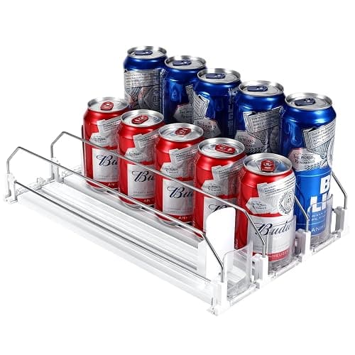 Rangement Frigo Organisateur Frigo GlissièRe Ajustable 3 RangéEs Distributeur Canette Frigo Automatique Rangement Canette Frigo Distributeur Boisson Range Bouteille Frigo Pour 15 Canettes (38×25cm) - Image 1