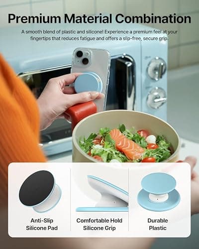 Sinjimoru for MagSafe Phone Grip, Soft Silicone Magnetic Finger Grip for iPhone 17/16/15/14/13, Comfortable One-Touch Holding, M-Tap Tok Black thumbnail 5
