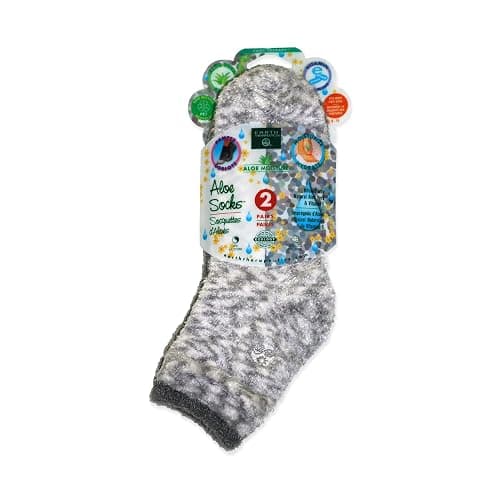 Earth Therapeutics Aloe Socks – Infused w/Aloe Vera & Vitamin E – Helps Dry Feet, Cracked Heels, Calluses – Use with Lotion – Grey/Confetti (2 Pairs) - Image 1