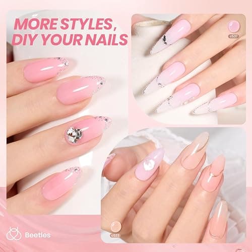 Beetles Jelly Gel Nail Polish Set - Ballet Dress Gel Polish, 6 Colors Milky Pink Nude Pink Sheer Gel Nail Kit Transparent Effect Soak Off UV DIY Manicure French Nail Art Gifts for Women thumbnail 2