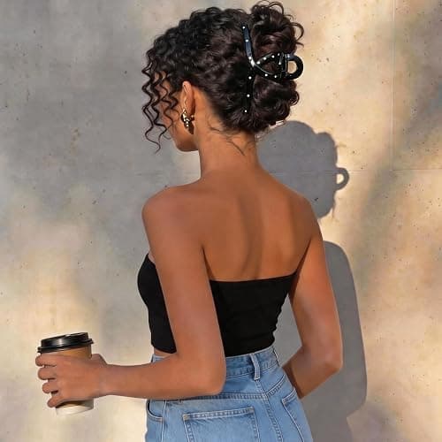 3 Pack Elegant Polka Dot Hair Claw for Women, Strong Hold Jaw Clips | Black & White, Bow & Claw Styles, Retro Chic Design, Soft Vintage Aesthetic thumbnail 2