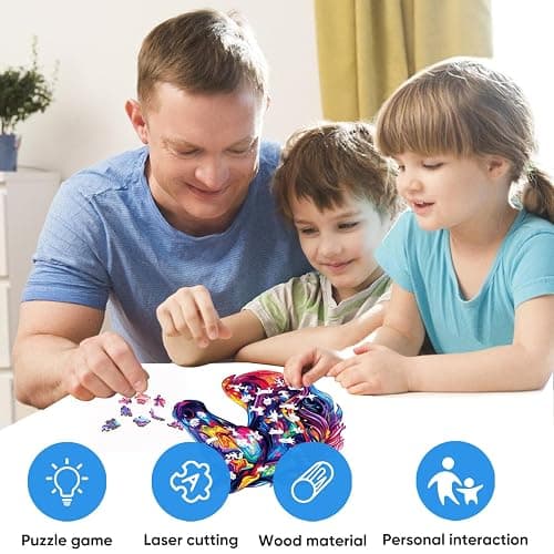Reouinty Wooden Puzzles for Adults 500 Pieces, Cool Horse Wood Jigsaw Puzzles, Unique Shape Animal Adult Gifts, Irregular Wood Puzzles Gift for Family Game 15.8 x 18.3 in thumbnail 5
