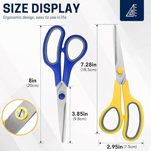 Scissors Bulk Set of 32-Pack, 8" All Purpose Multipurpose Sharp Sewing Craft Fabric Scissors for Office Home High/Middle School Student Office Teacher Art Supplies, Right/Left Handed thumbnail 2