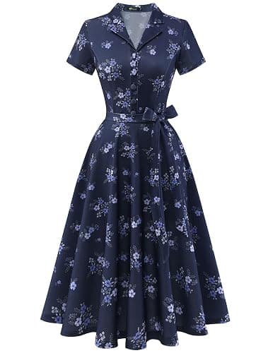 Wedtrend Women's Vintage Tea Dress, Short Sleeve Cocktail Party Dress Work Church Casual Dress - Image 1