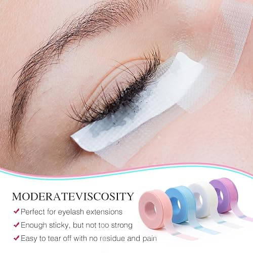 LZM Lash Tape for Eyelash Extensions,Eyelash Tape Silicone Gel Eyelash Extension Tape for Sensitive Skin Pain-Free Removal Lash Extensions Tape(0.5in x 4yd, 4Rolls,Mixed) thumbnail 2