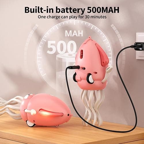 SWTOIPIG Electric Dancing Octopus Toy with Led Light and Music, Kids Electric Crawling Octopus Tummy Time Toys, Rechargeable Interactive Sensory Toys for Christmas Birthday Gift (Pink) thumbnail 5