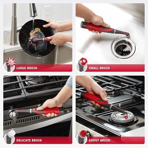 Rubbermaid Reveal Power Scrubber 18-Piece Kit, Cordless Electric Battery Powered Scrub Brush, Water Resistant, for Home/Kitchen/Bathroom/Grout/Tile/Shower/Tub thumbnail 7