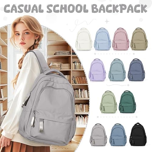 winspansy Small Backpack For School Girls Boys Aesthetic Lightweight Travel Daypack Simple Cute Backpack For Women Men College High School Bookbag Fit 14 Inch Laptop,Rrey Brown thumbnail 6