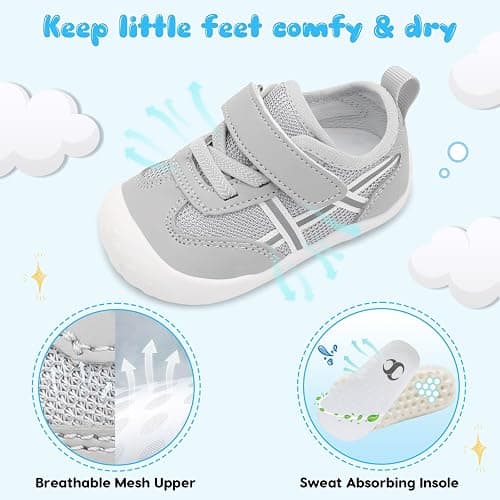 Scurtain Baby Shoes Boy Girl First Walking Shoe Infant Crib Breathable Sneakers Lightweight Barefoot Shoes for Babies thumbnail 5