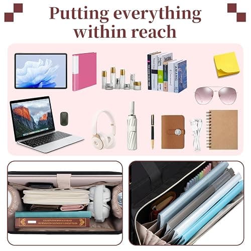 Teacher Tote Bag, Large Teacher 15.6-inch Laptop Bag with Foldable Document Pocket, Nurse Bag with Insulated Pocket thumbnail 8