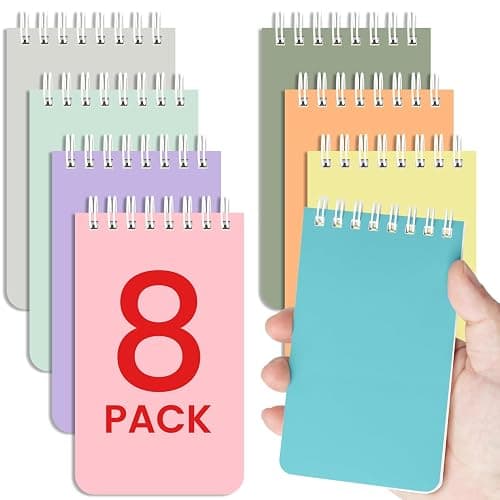 Taja Pocket Small Notebook 3" x 5", Set of 8 Mini Little Spiral Notebook, Nursing Notepad, Perfect for Work, School, Office, Nurse, Travel - Soft Harmony - Image 1