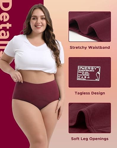 INNERSY Period Underwear for Women High Waisted Leak-Proof Postpartum Menstrual Panties 3-Pack thumbnail 2