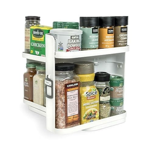 Cabinet Caddy SNAP! Spice Rack Organizer for Cabinet - Slide & Rotate Seasoning Organizer - 4 Snap-In Adjustable Shelves for 5 Tier of Storage - Magnetic Modular Design - 8.9”H x 6.1”W x 10.8”D - Image 1